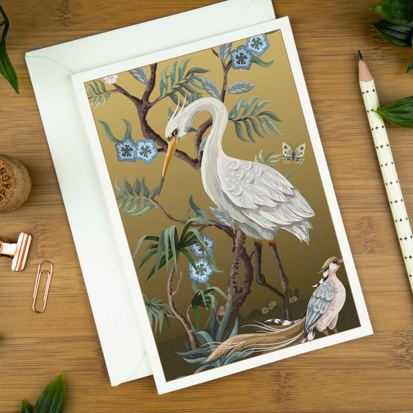 Birds In Chinoiserie: No.2, Luxury Greeting Card. | copy-of-birds-in-chinoiserie-no-1-luxury-greeting-card | com bossa studio