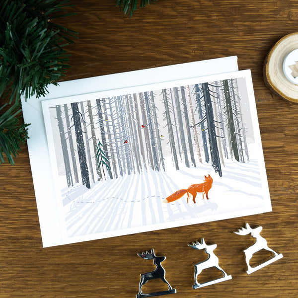 Fox in a Winter Forest Luxury Christmas Card