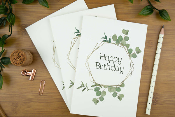 Luxury Birthday Card, Botanical Art, Hexagon. | birthday-card-botanic-hexagon-can-be-personalised | com bossa studio