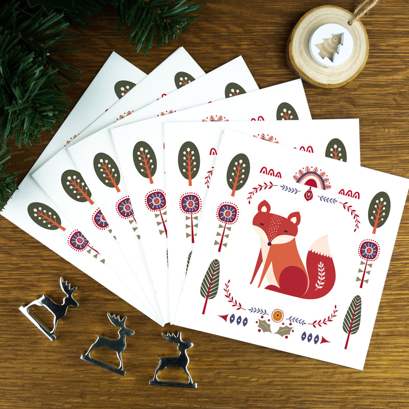 Luxury Christmas Cards: Folk Art Illustrations, The Red Fox.