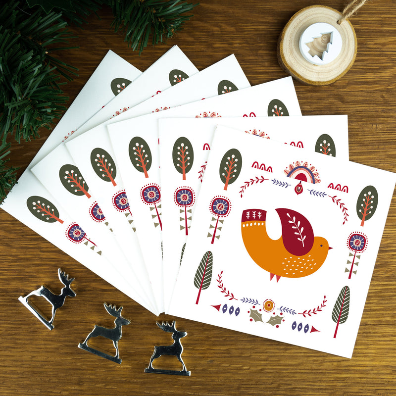 Luxury Christmas Cards: Folk Art Illustrations, The Mustard Dove.