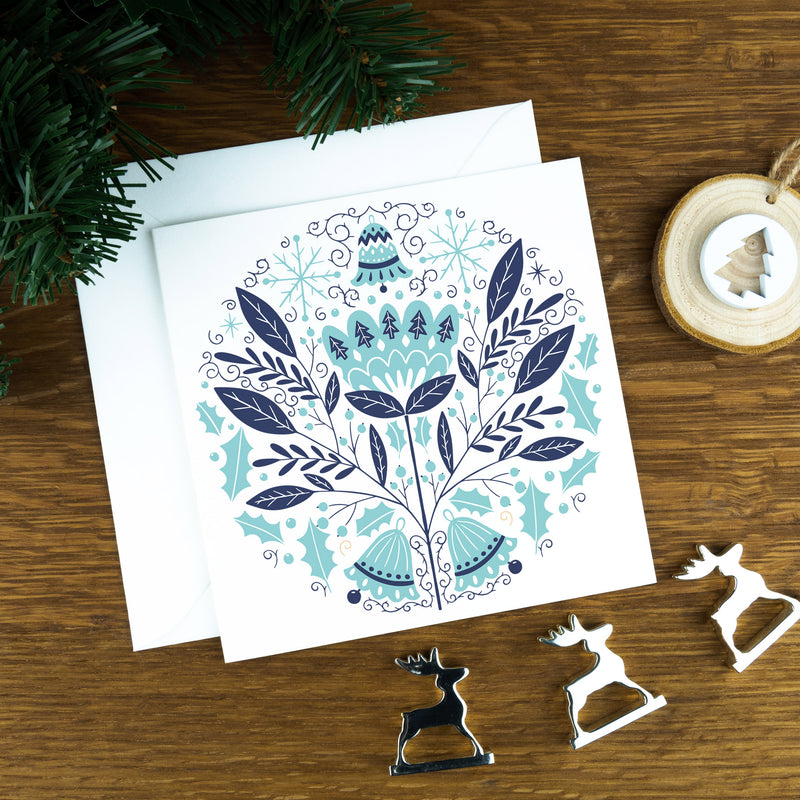 Scandinavian Winter, Blue, Luxury Christmas Cards. | scandinavian-winter-blue-luxury-nordic-style-christmas-cards | com bossa studio