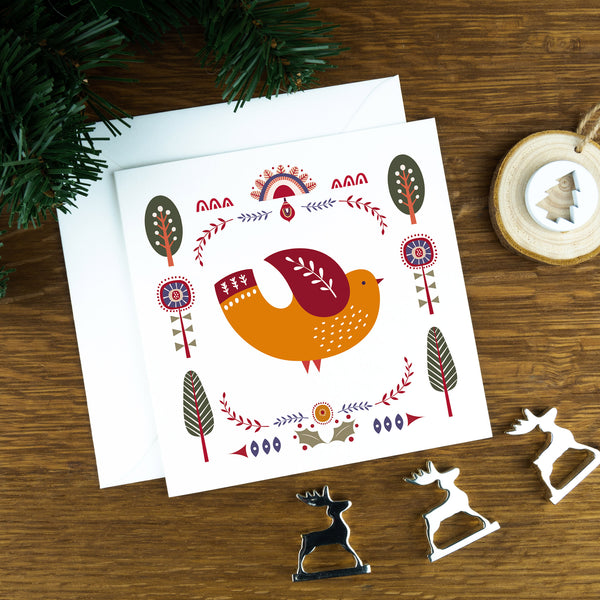 Luxury Christmas Cards: Folk Art Illustrations.