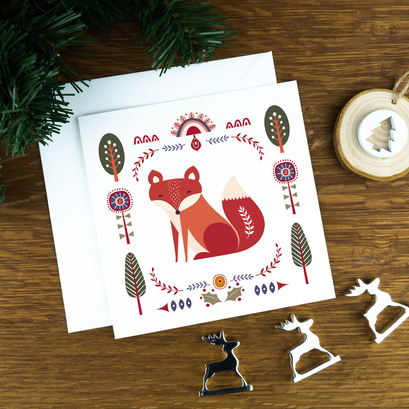 Luxury Christmas Cards: Folk Art Illustrations, The Red Fox.