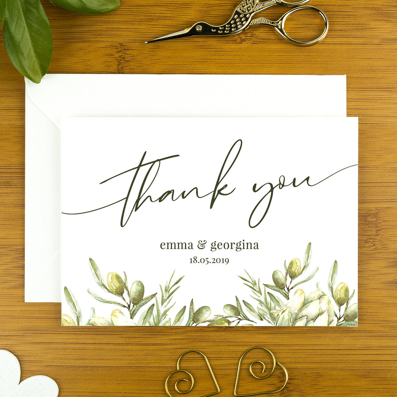 Wedding, Anniversary and Engagement Thank you Card, The Italian Garden.