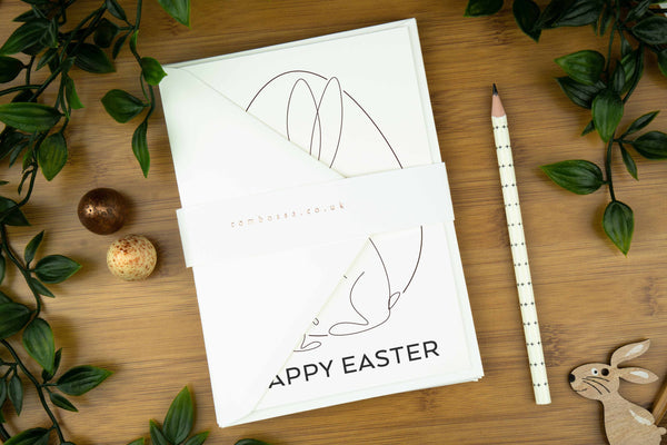 Easter Card, Line Drawn Easter Bunnies. | easter-cards-luxury-greeting-card-line-drawing-the-bunnies-cards-for-family-cards-for-friends-cards-for-spring-can-be-personalised | com bossa studio