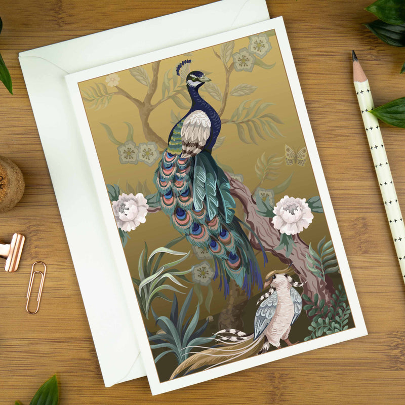 Birds In Chinoiserie: No.1, Luxury Greeting Card. | the-cranes | com bossa studio