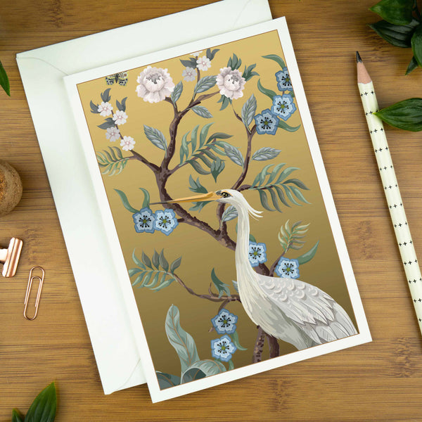 Birds In Chinoiserie: No.3, Luxury Greeting Card. | birds-in-chinoiserie-no-3-luxury-greeting-card | com bossa studio