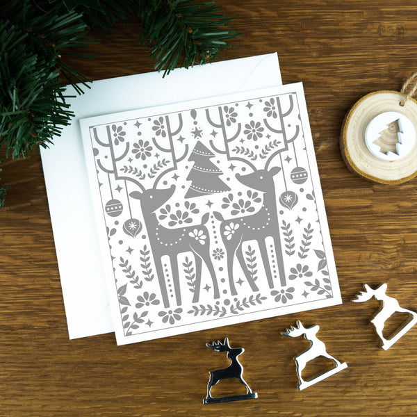 The Reindeers, Grey, Luxury Nordic Christmas Cards. | the-reindeers-grey-luxury-nordic-christmas-cards | com bossa studio