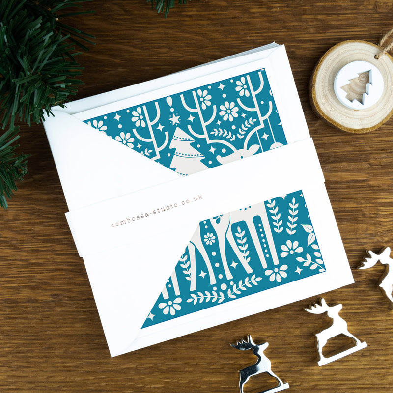 The Reindeers, Teal, Luxury Nordic Christmas Cards. | the-reindeers-teal-luxury-nordic-christmas-cards | com bossa studio
