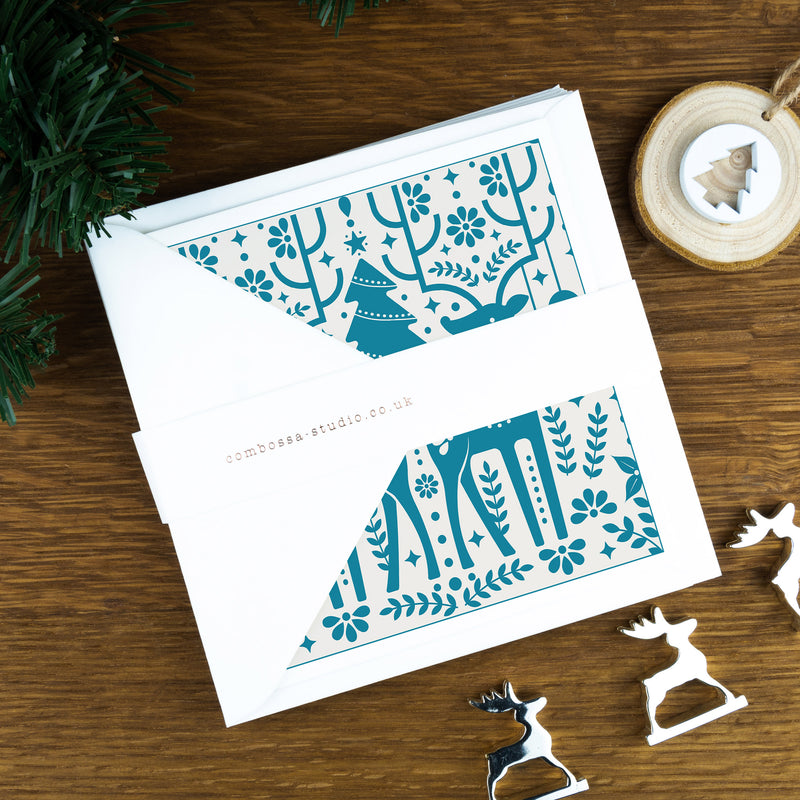 The Reindeers, Teal, Luxury Nordic Christmas Cards. | the-reindeers-teal-luxury-nordic-christmas-cards | com bossa studio