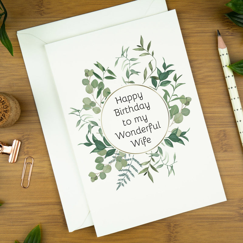 Luxury Birthday Card, Botanical Art: Circle, Personalised Name. | copy-of-happy-birthday-mum-greeting-card | com bossa studio