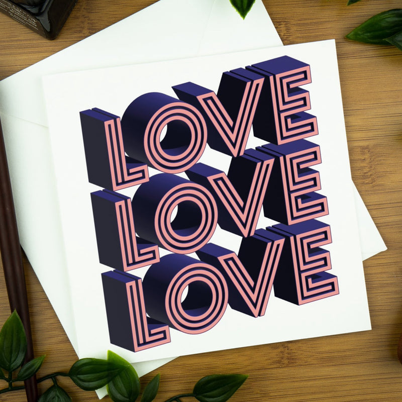Retro Greeting Card, Love Love Love. | retro-valentines-day-card-love-love-love | com bossa studio